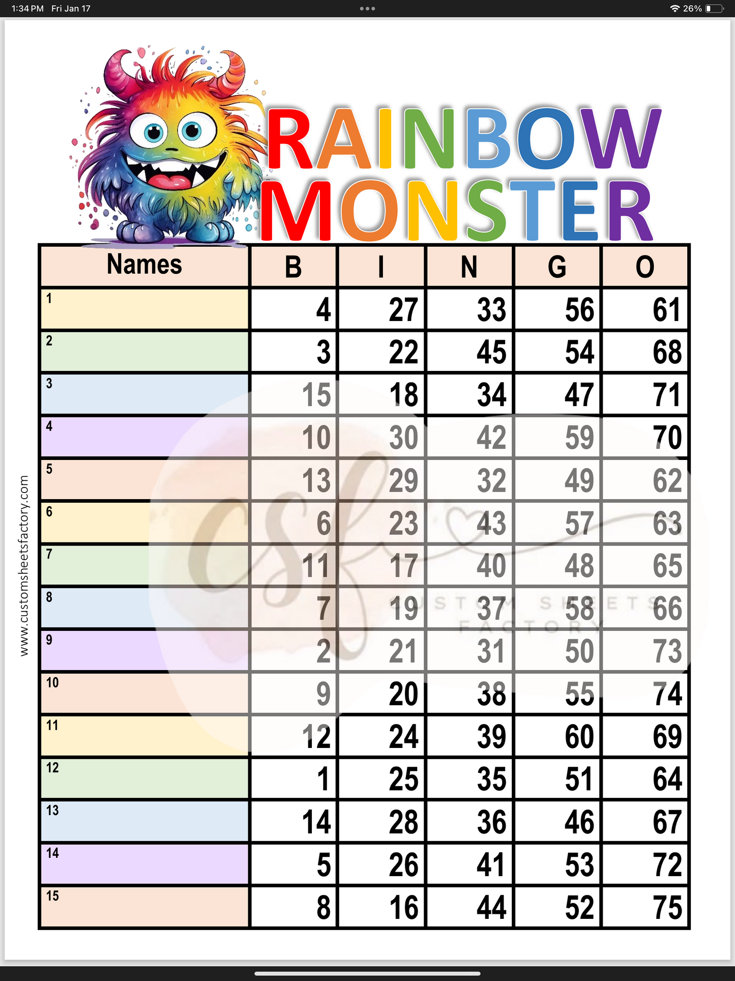 Rainbow Monster - Various Designs