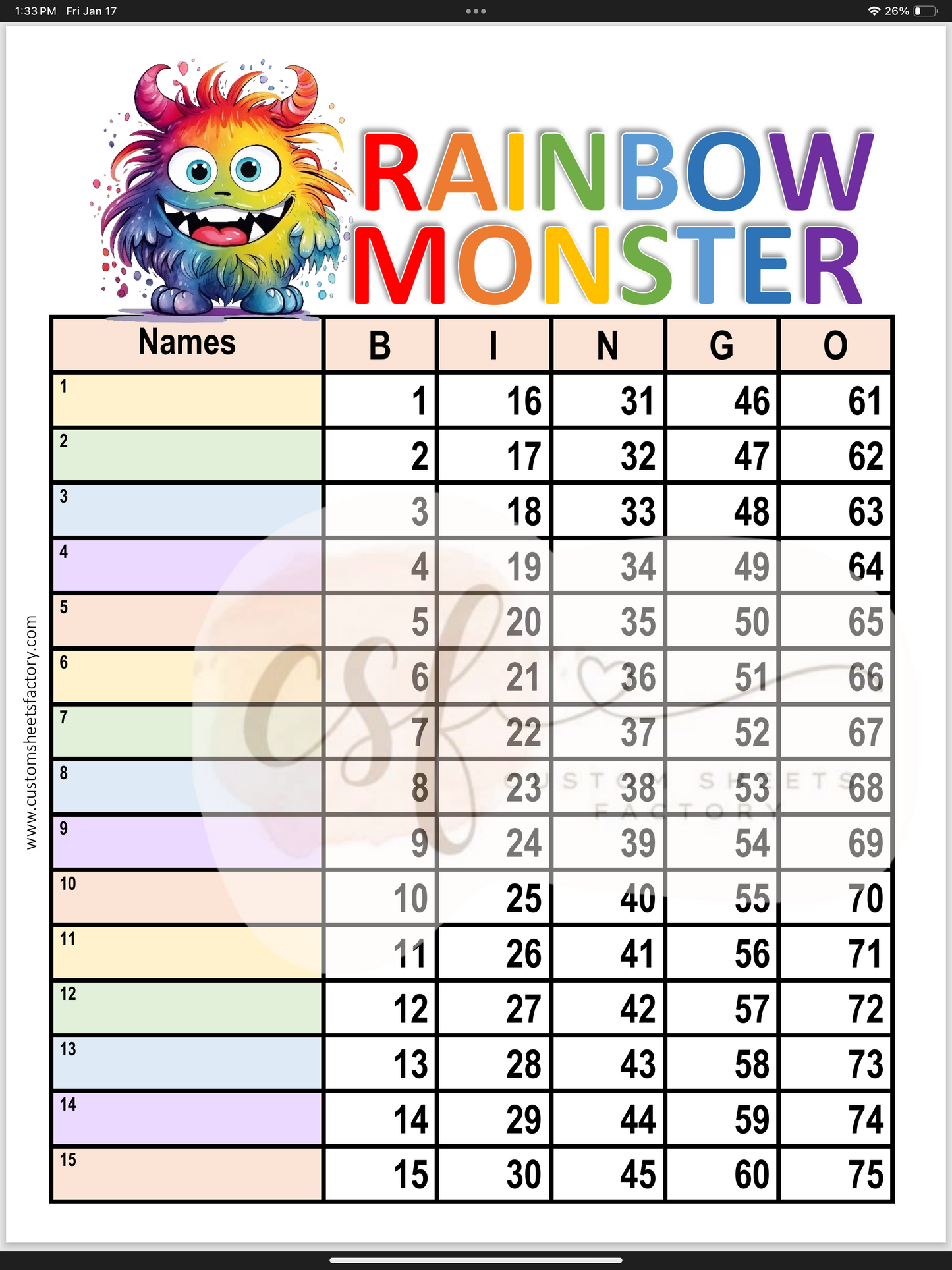 Rainbow Monster - Various Designs