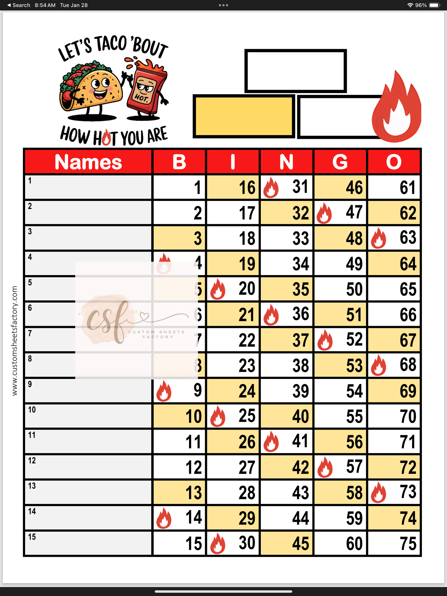 Lets Taco Bout how hot you are - 15 line - 75 ball