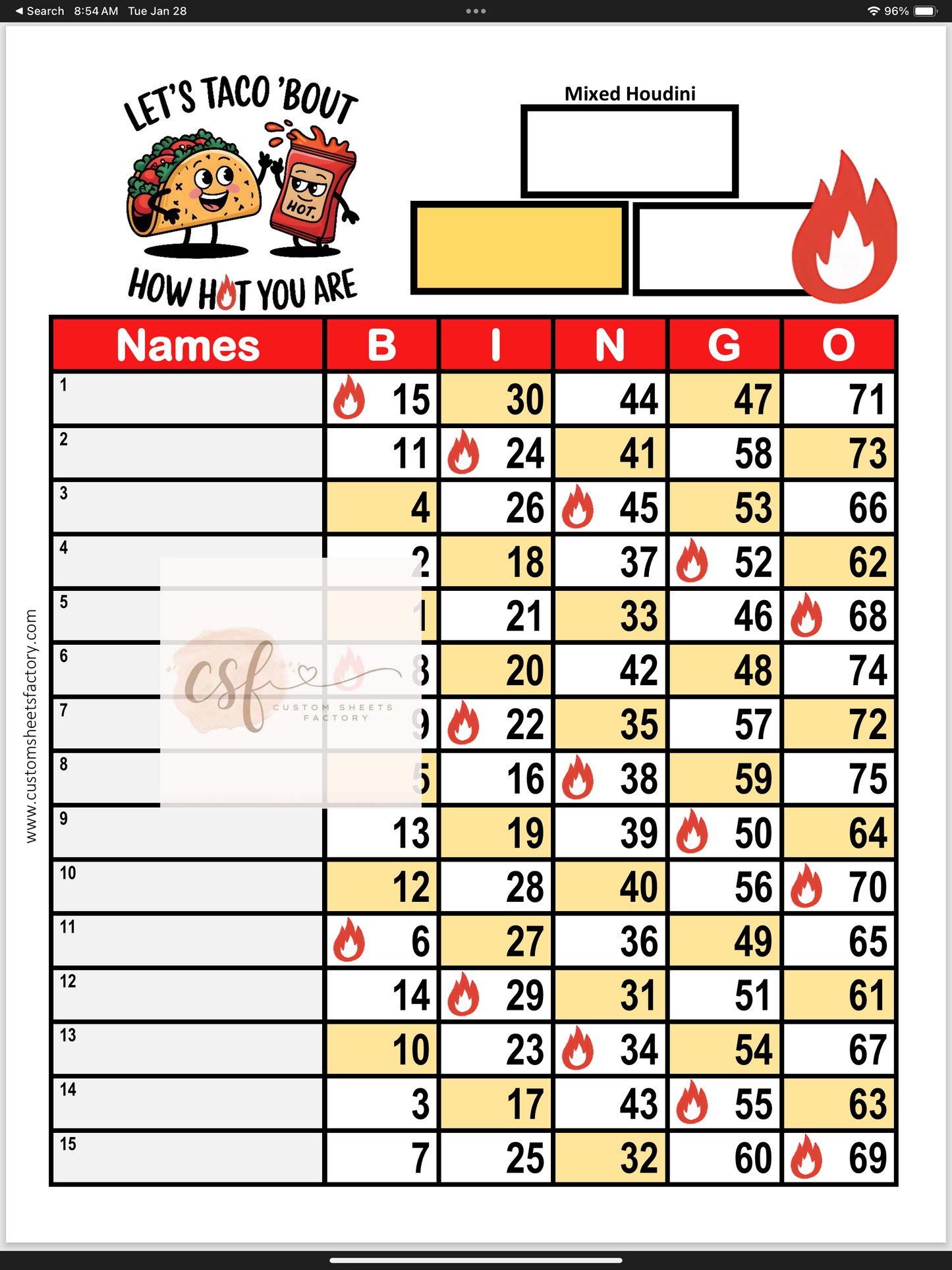 Lets Taco Bout how hot you are - 15 line - 75 ball