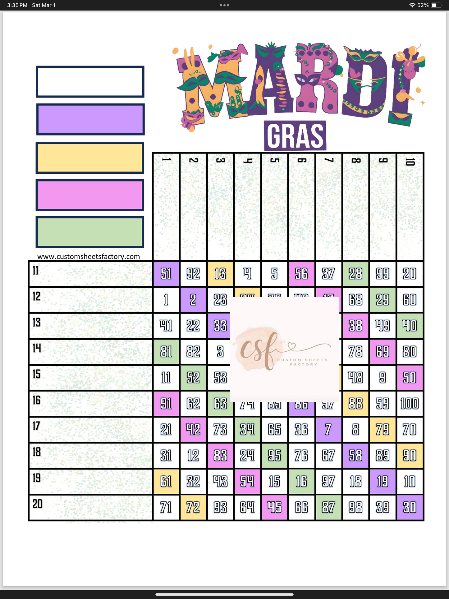 Mardi Gras - Various Designs