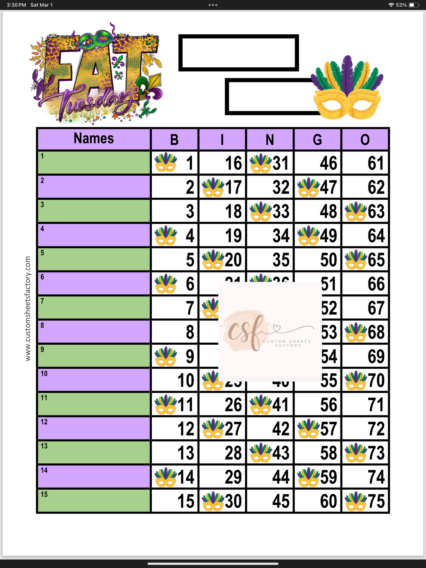 Fat Tuesday - Mardi Gras