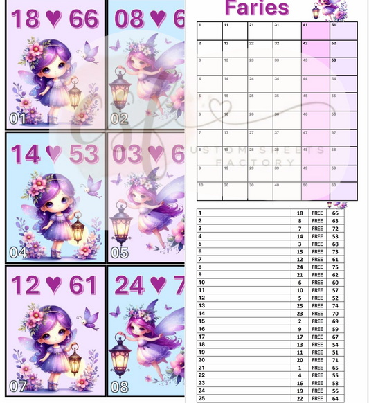 Fairy - 2 Ball Holders - 25 Card 75 Numbers