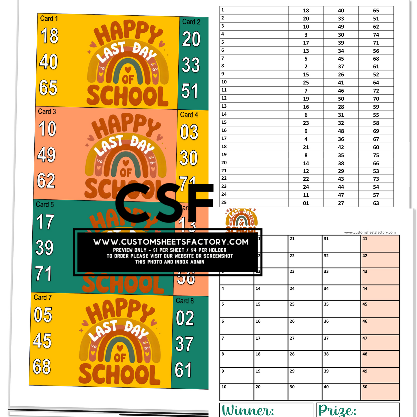 Happy Last Day of School - 3 Number 25 Card Holder Set