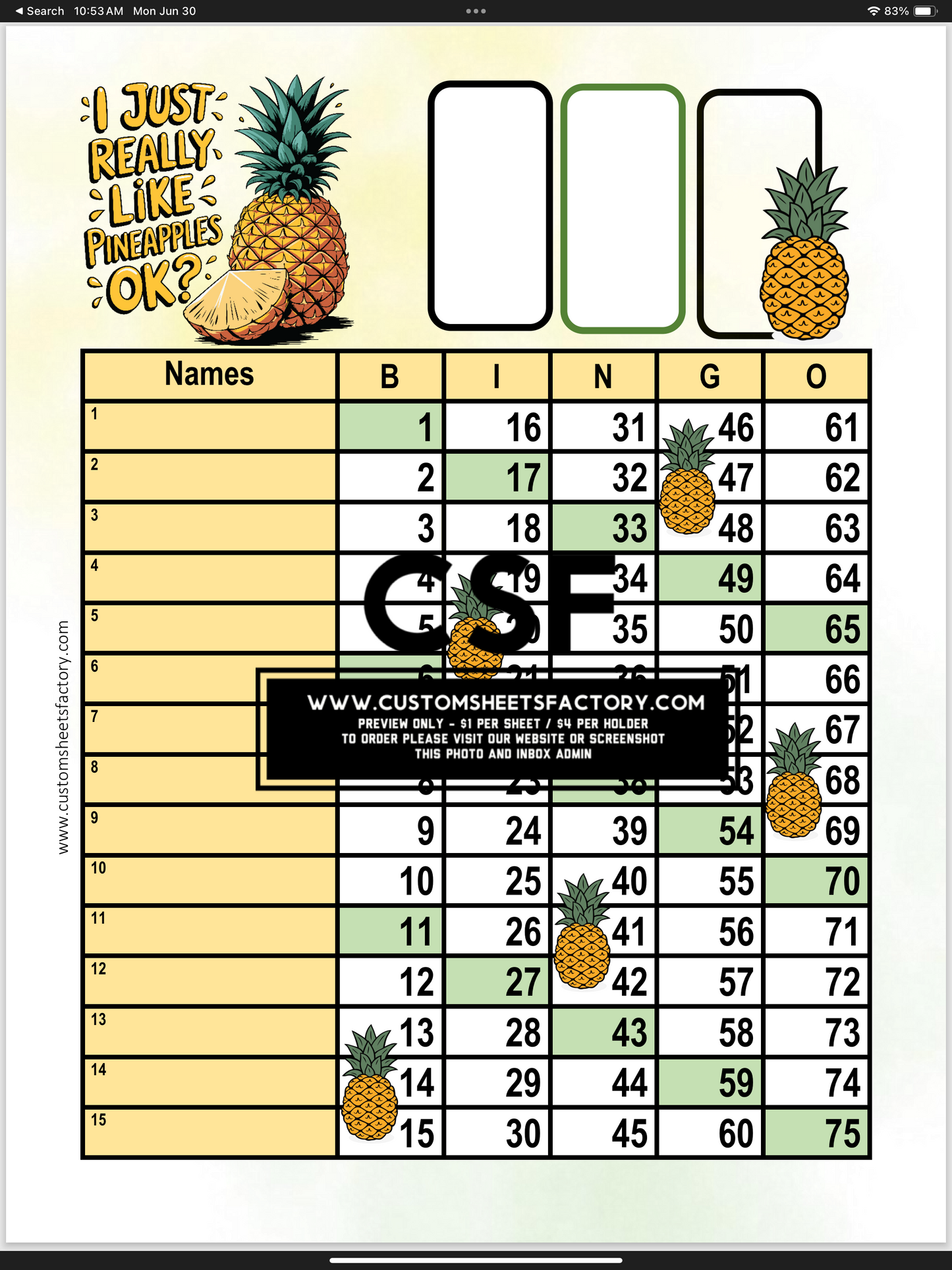$5 Themed Bundles - Pineapple