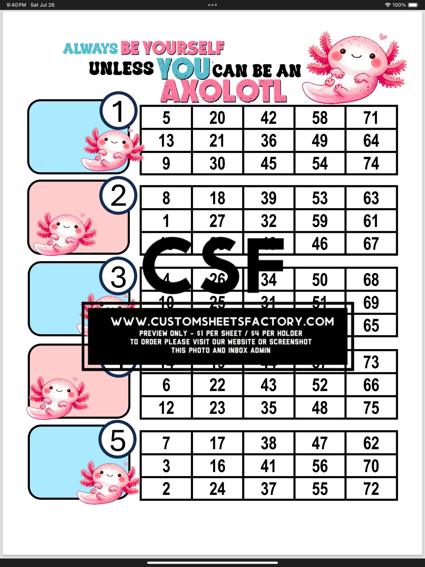 Be an Axolotl - Various Designs