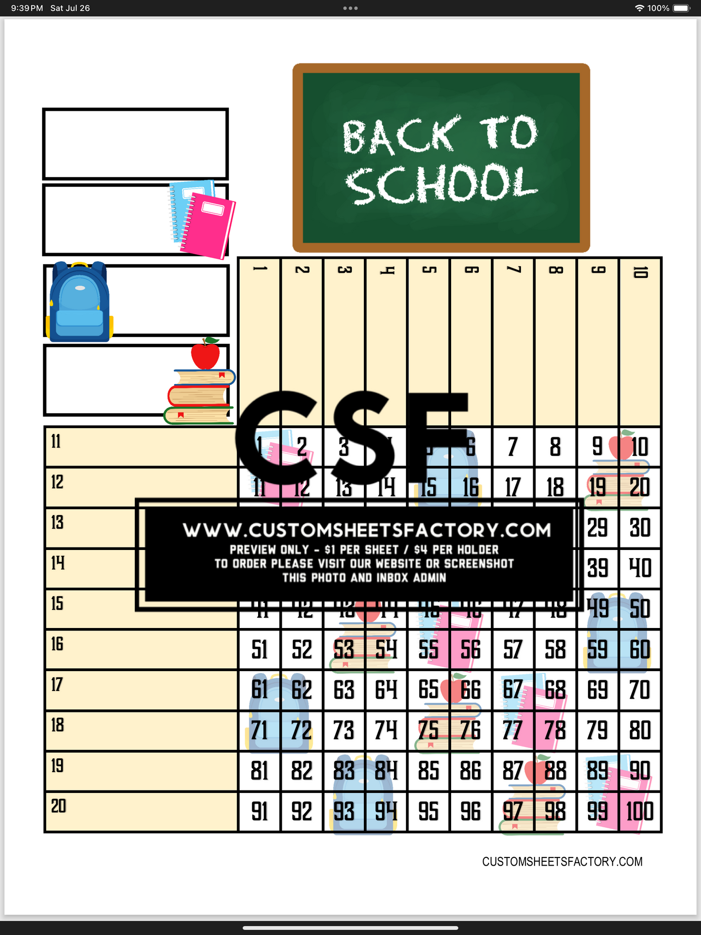 Back to School - Notebook, Bag & Books - Various Designs
