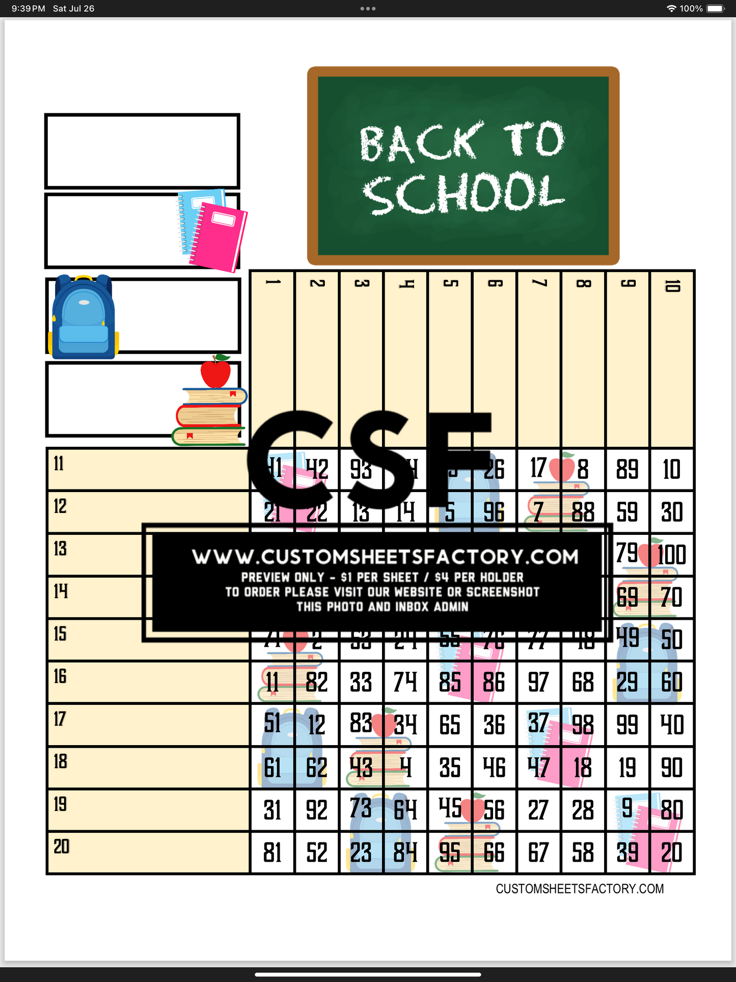 Back to School - Notebook, Bag & Books - Various Designs