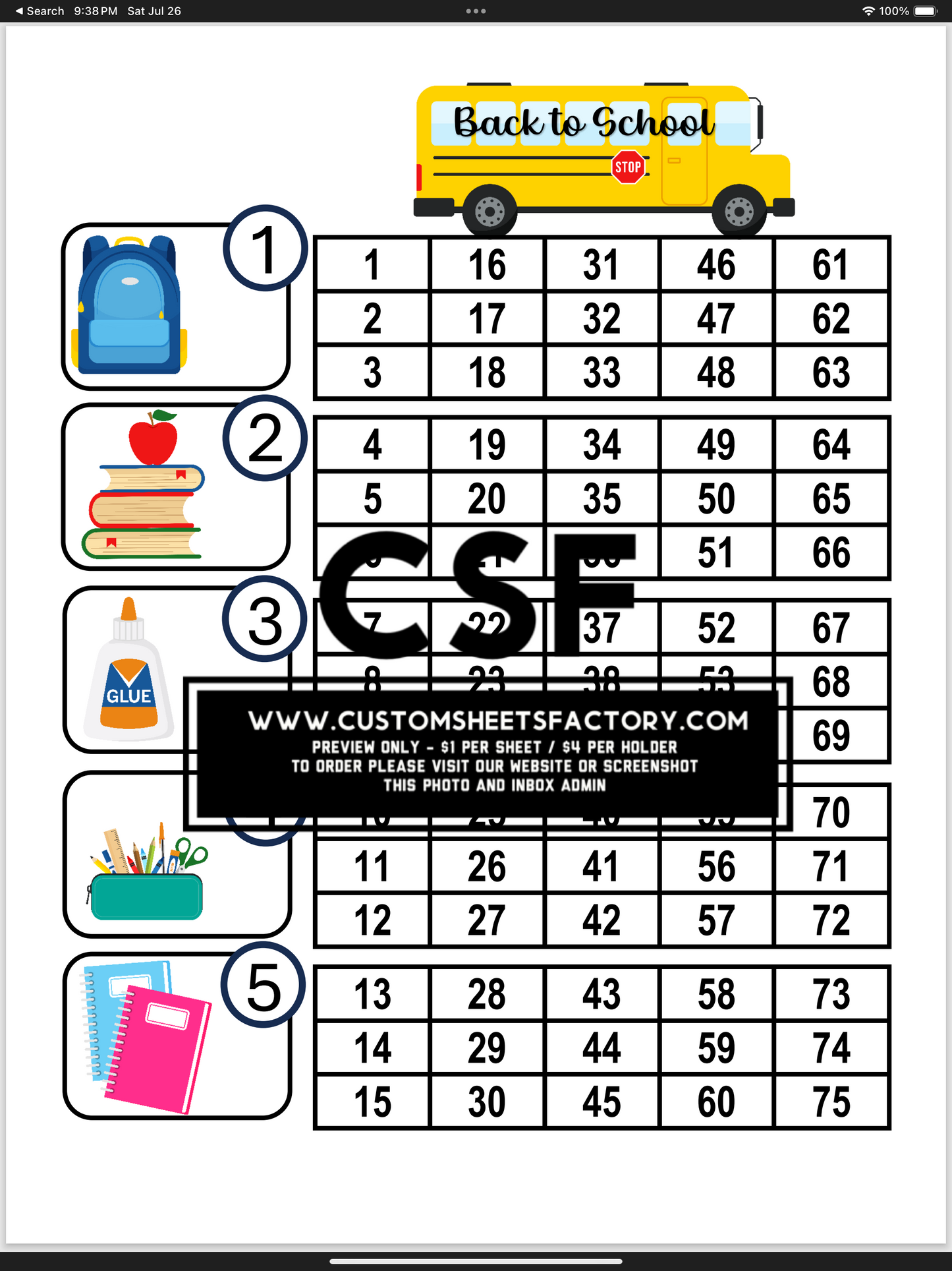Back to School - Notebook, Bag & Books - Various Designs