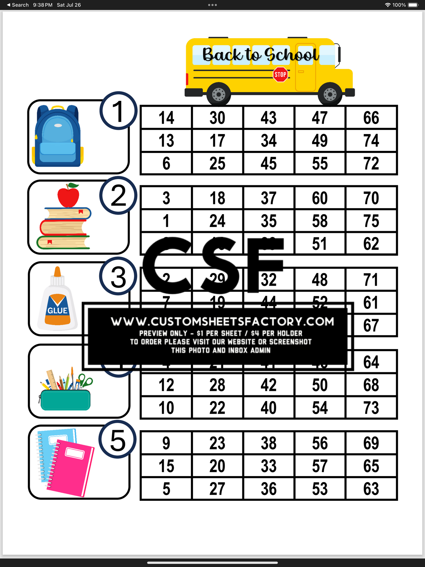 Back to School - Notebook, Bag & Books - Various Designs