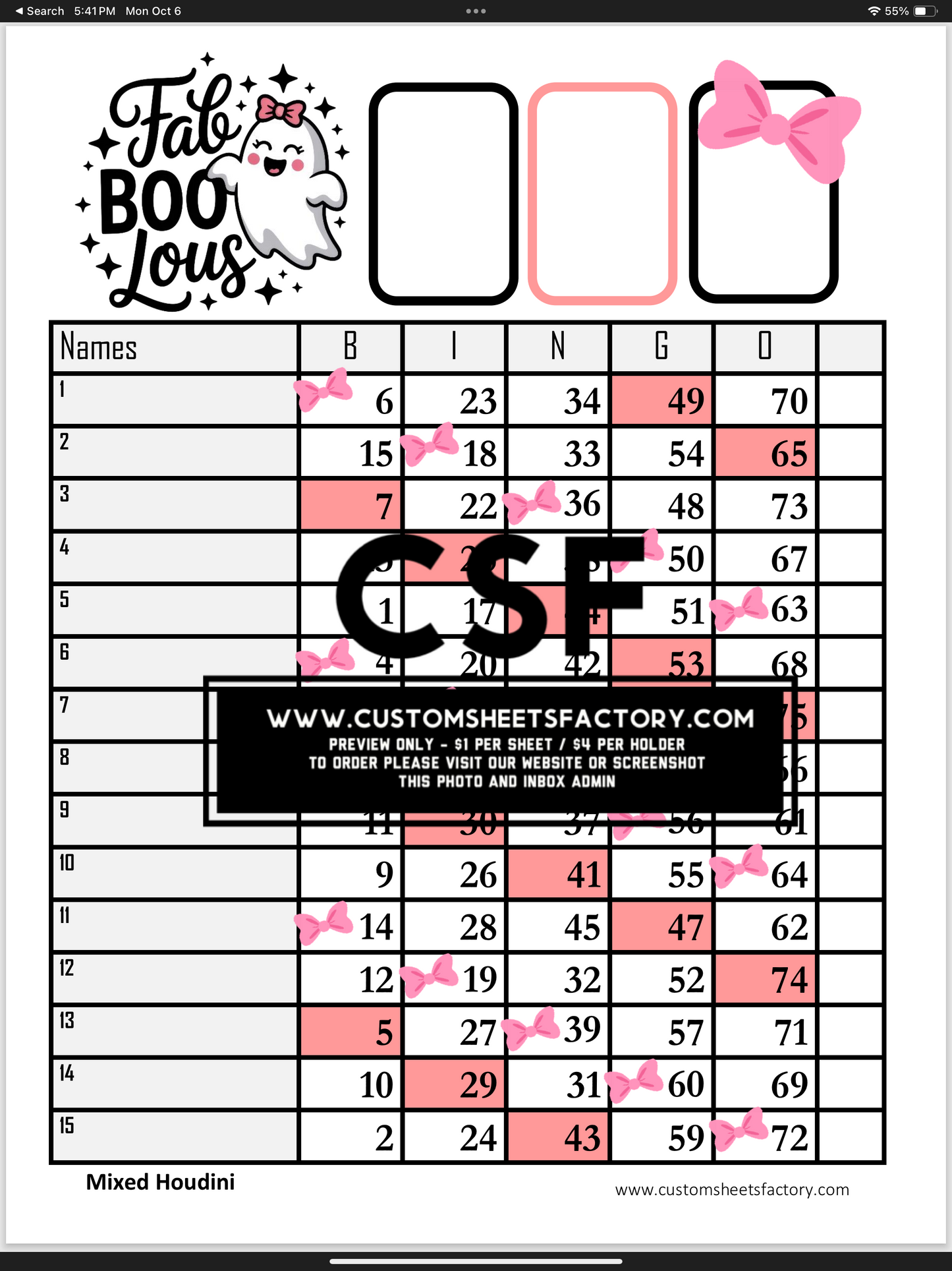 Fab Boo Lous - Pink & Bows