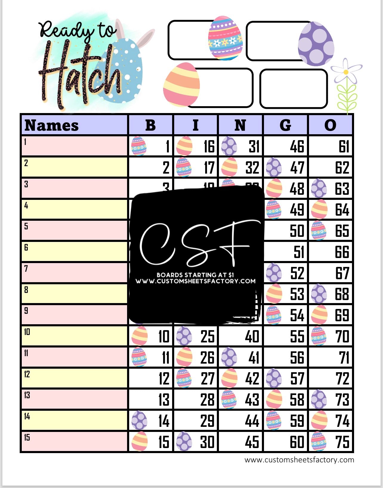 Ready to Hatch - 15 Line - 75 Ball