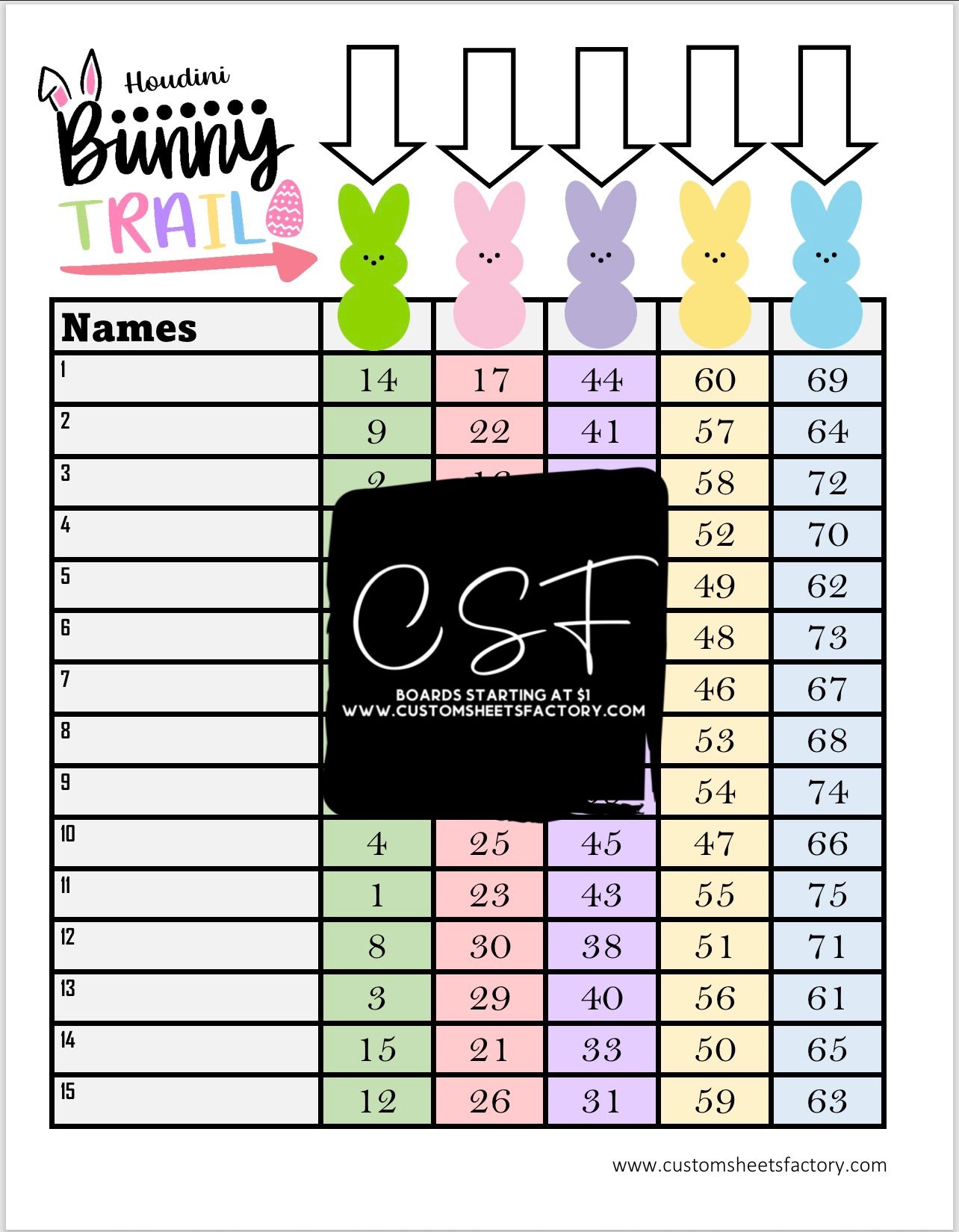 Bunny Trail Rainbow Landing - 15 Line 75 Ball