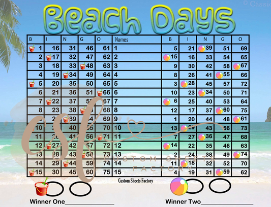 Beach Days - 15 line - 75 ball x2 - Straight Mixed