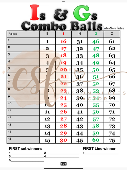 IG Combo Balls - 15 line - 75 ball