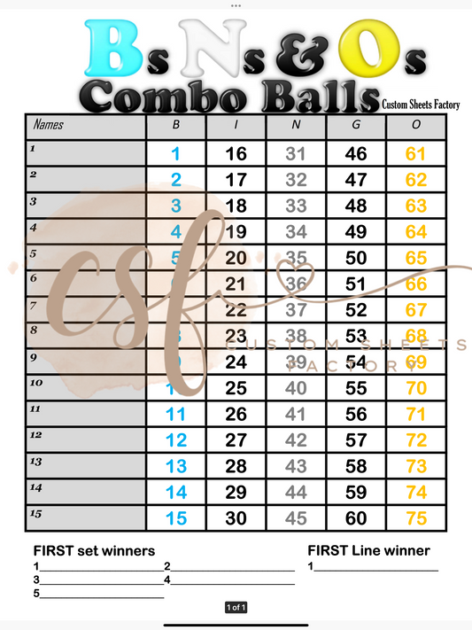 BNO Combo Balls - 15 line - 75 ball