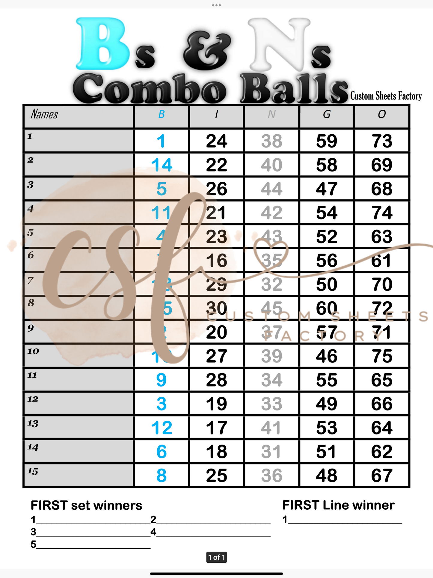 BN Combo Balls - 15 line - 75 ball