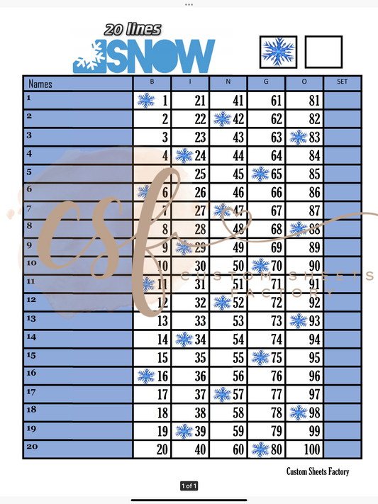 Snowflakes - 20 line - 100 ball
