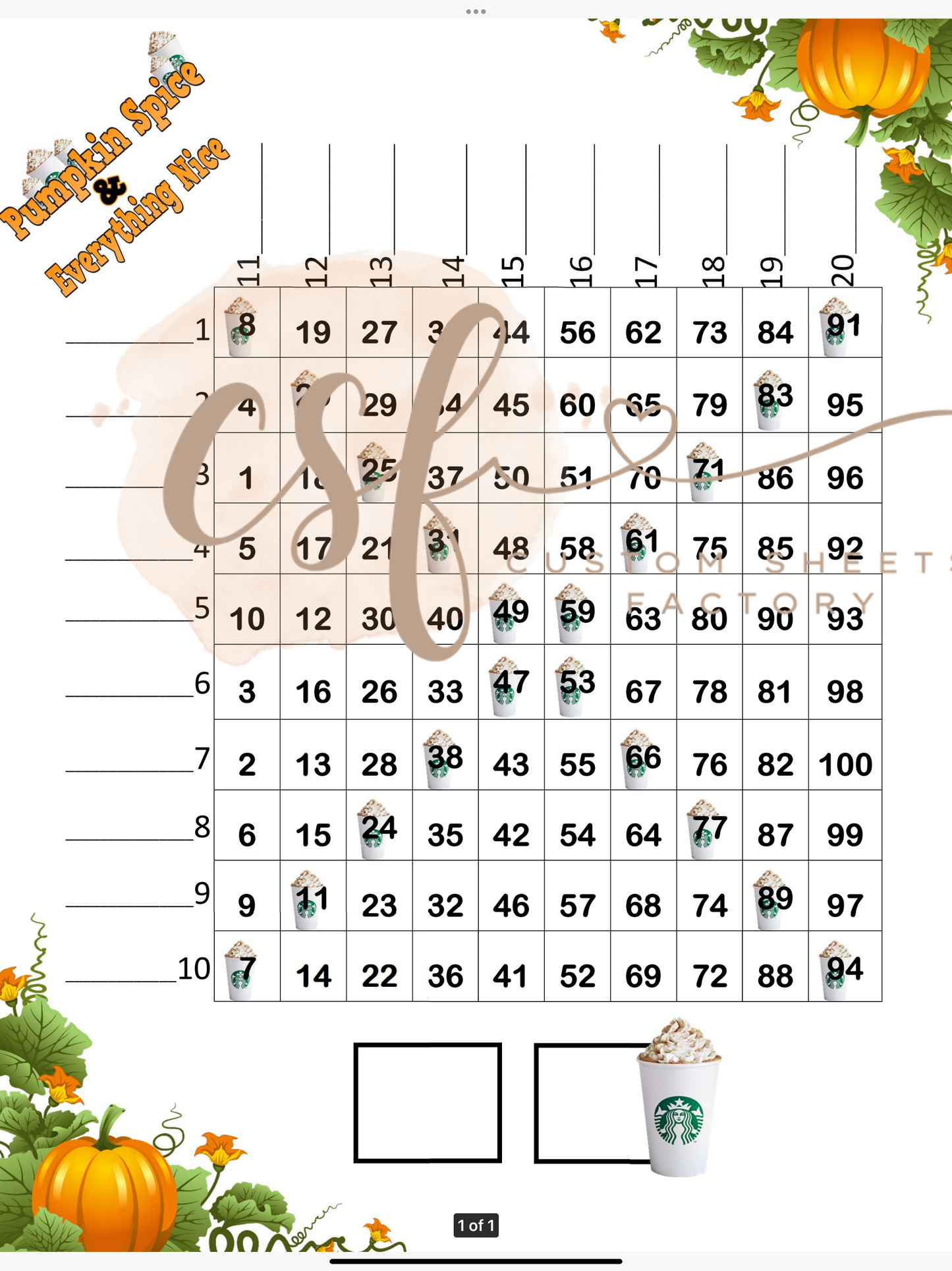 Pumpkin Spice Grid - 100 ball