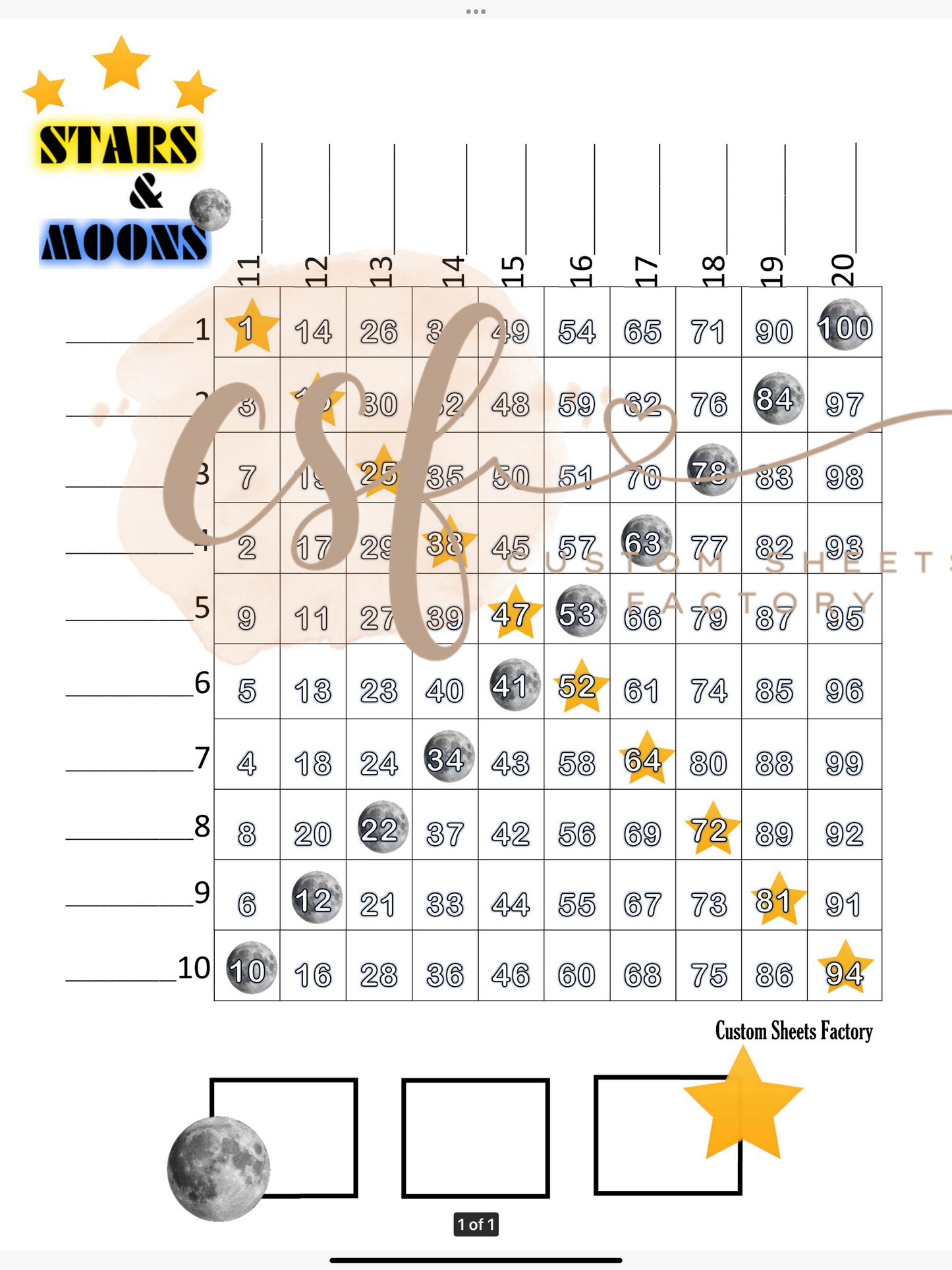 Moon Vs. Star Grid - 100 ball