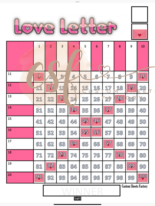 Love Letter Grid - 100 ball