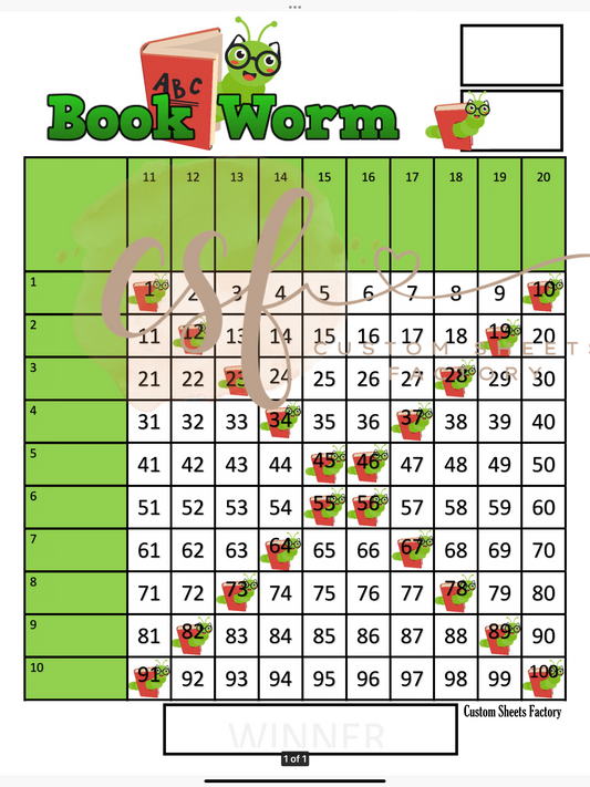 Bookworm Grid - 100 ball
