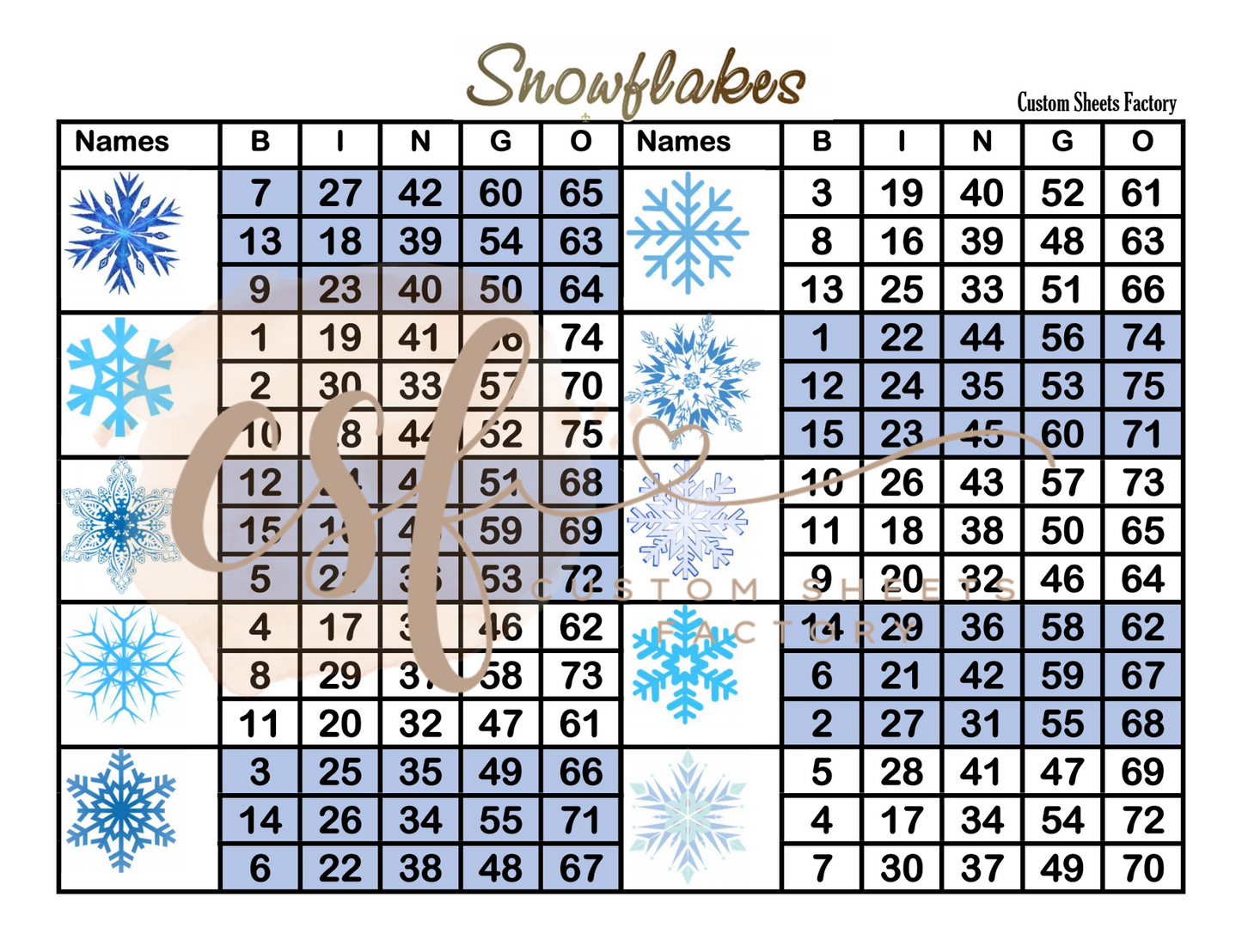 Snowflake - 10 blocks - 75x 2 - MIXED