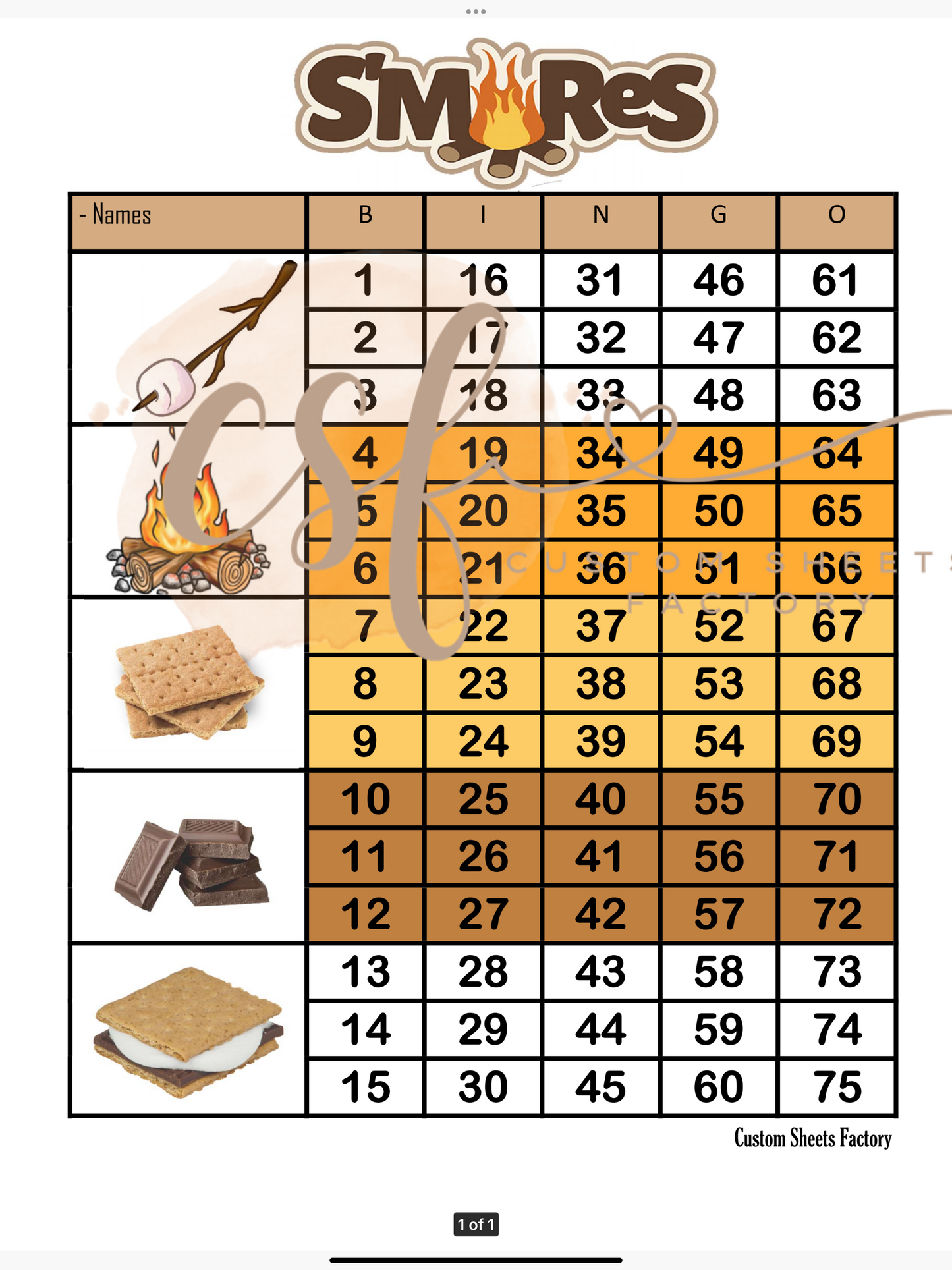 Smores - 5 blocks - 75 ball