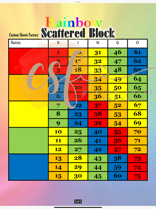 Scatter Block - Rainbow - 5 blocks - 75 ball