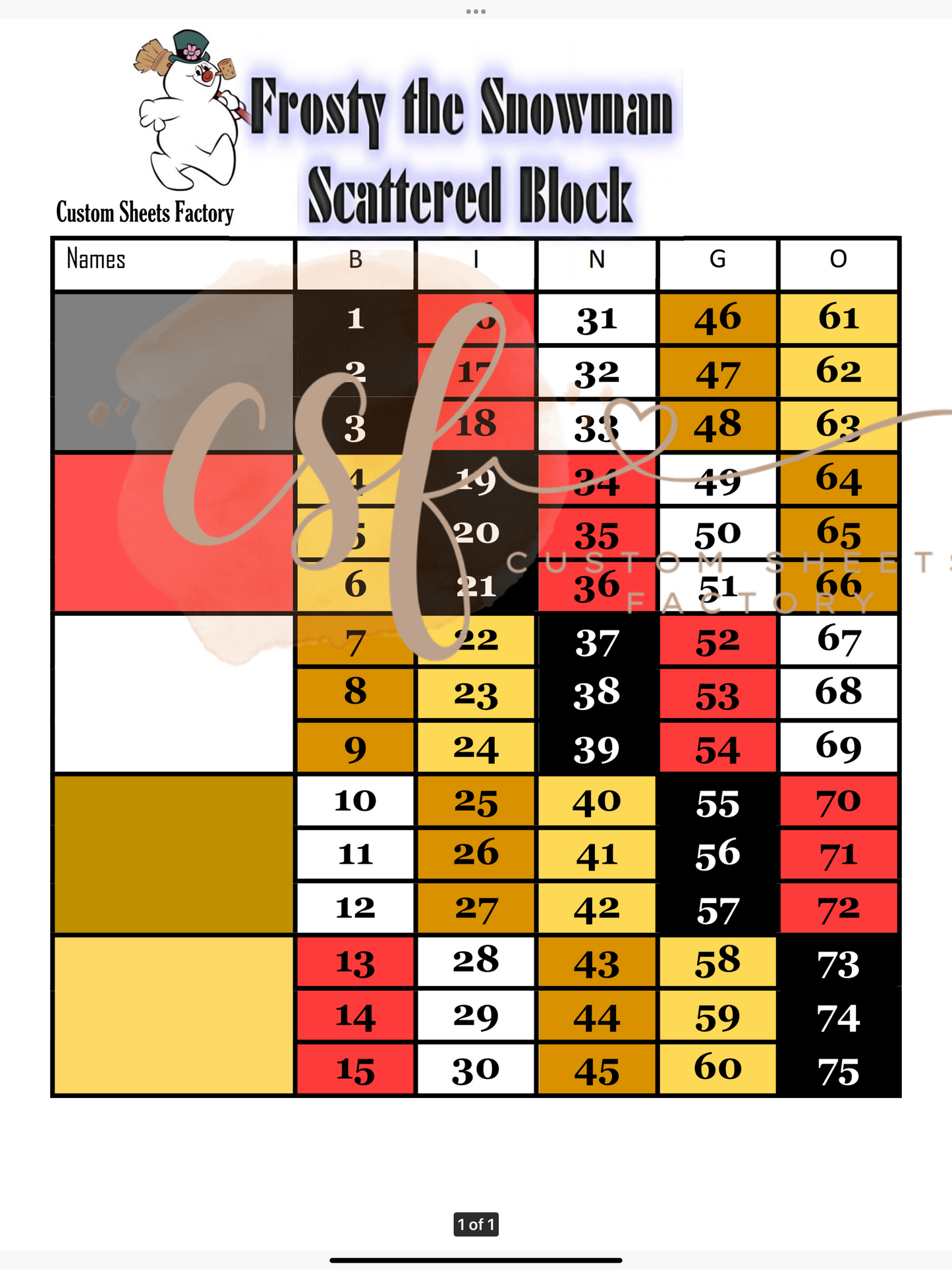 Scatter Block - FROSTY - 5 blocks - 75 ball