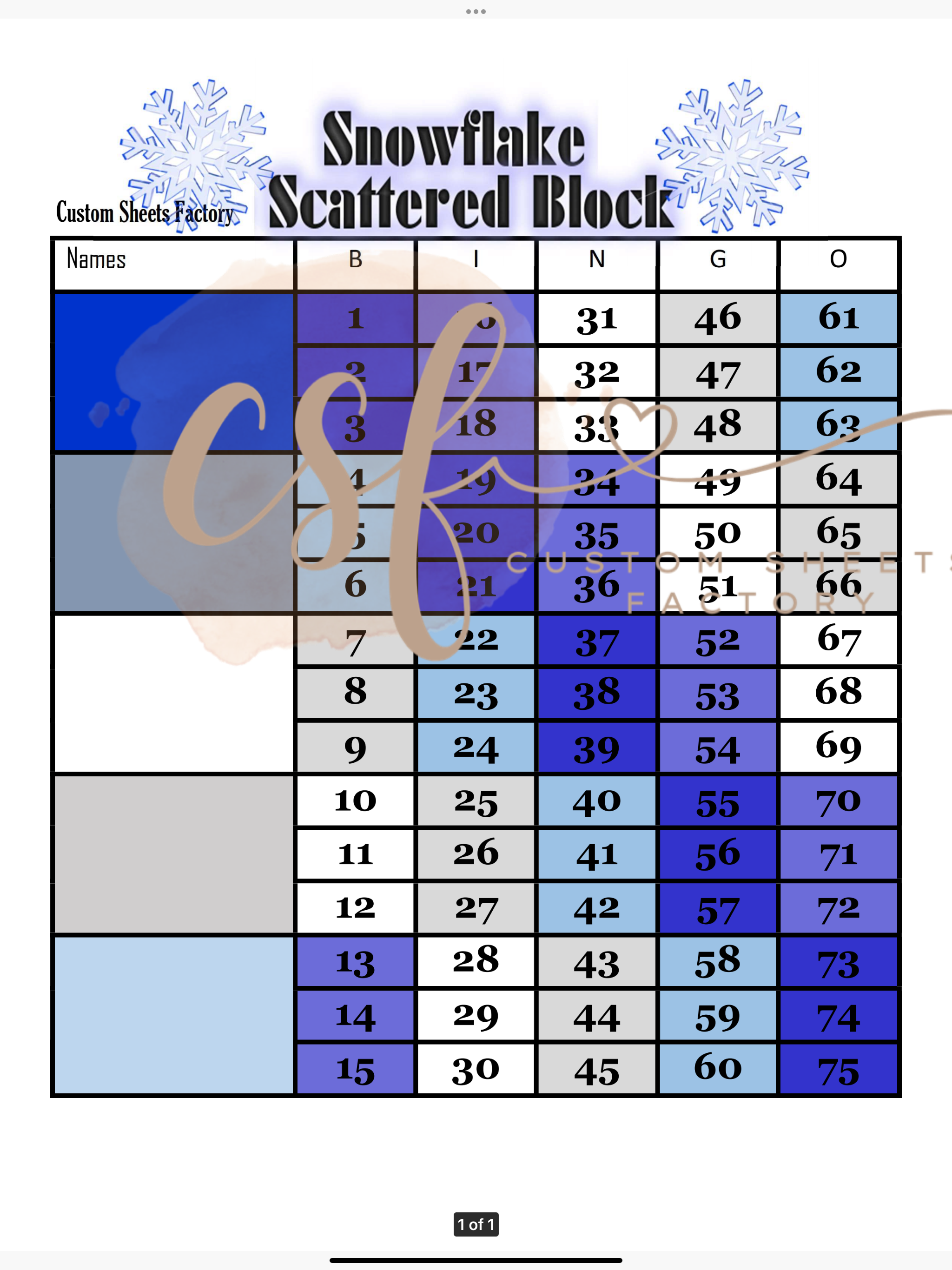 Scatterblocks Scatter Block Snowflake - 5 blocks - 75 ball – Custom Sheets Factory
