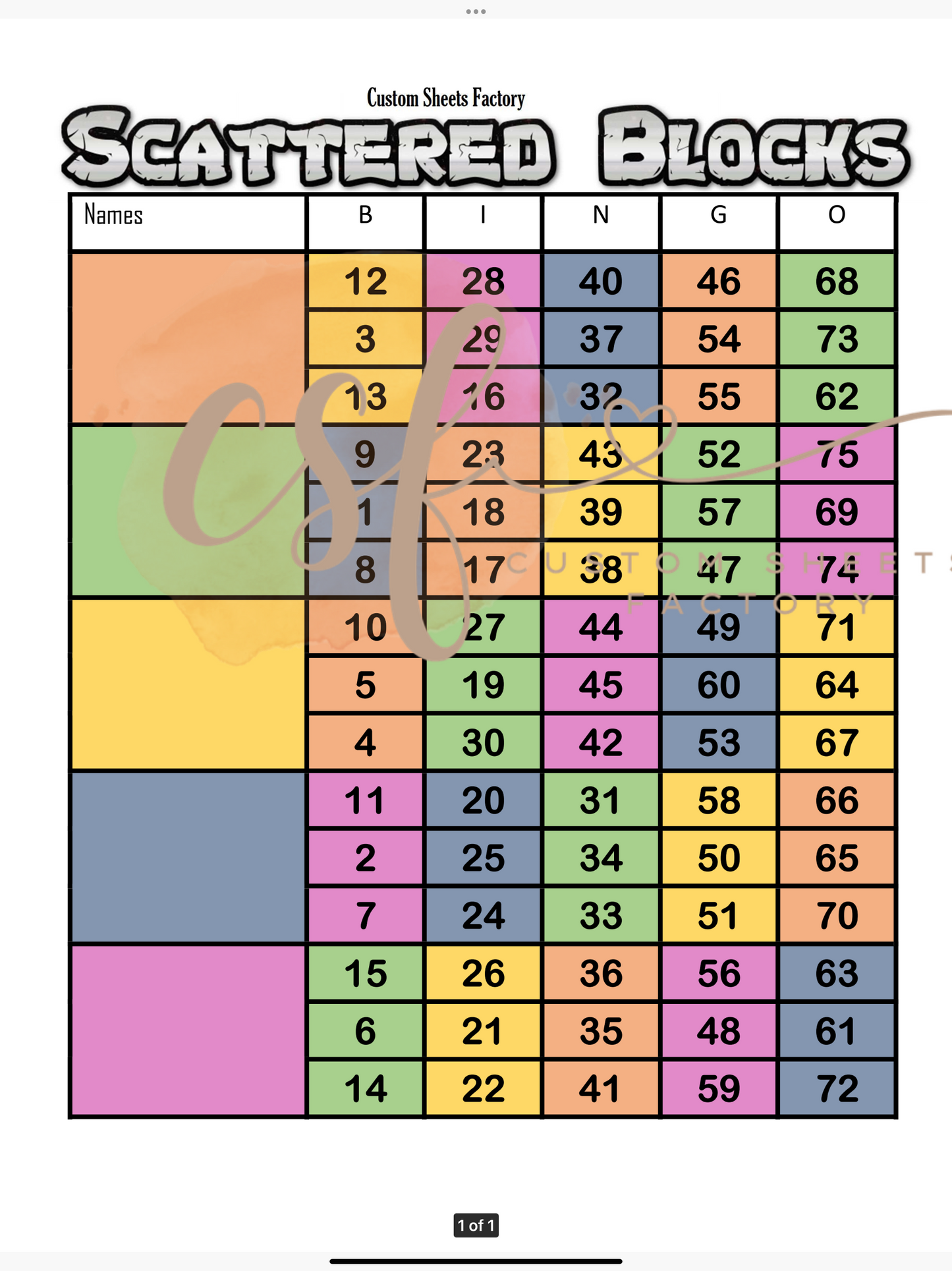 Scatter Block - 5 blocks - 75 ball