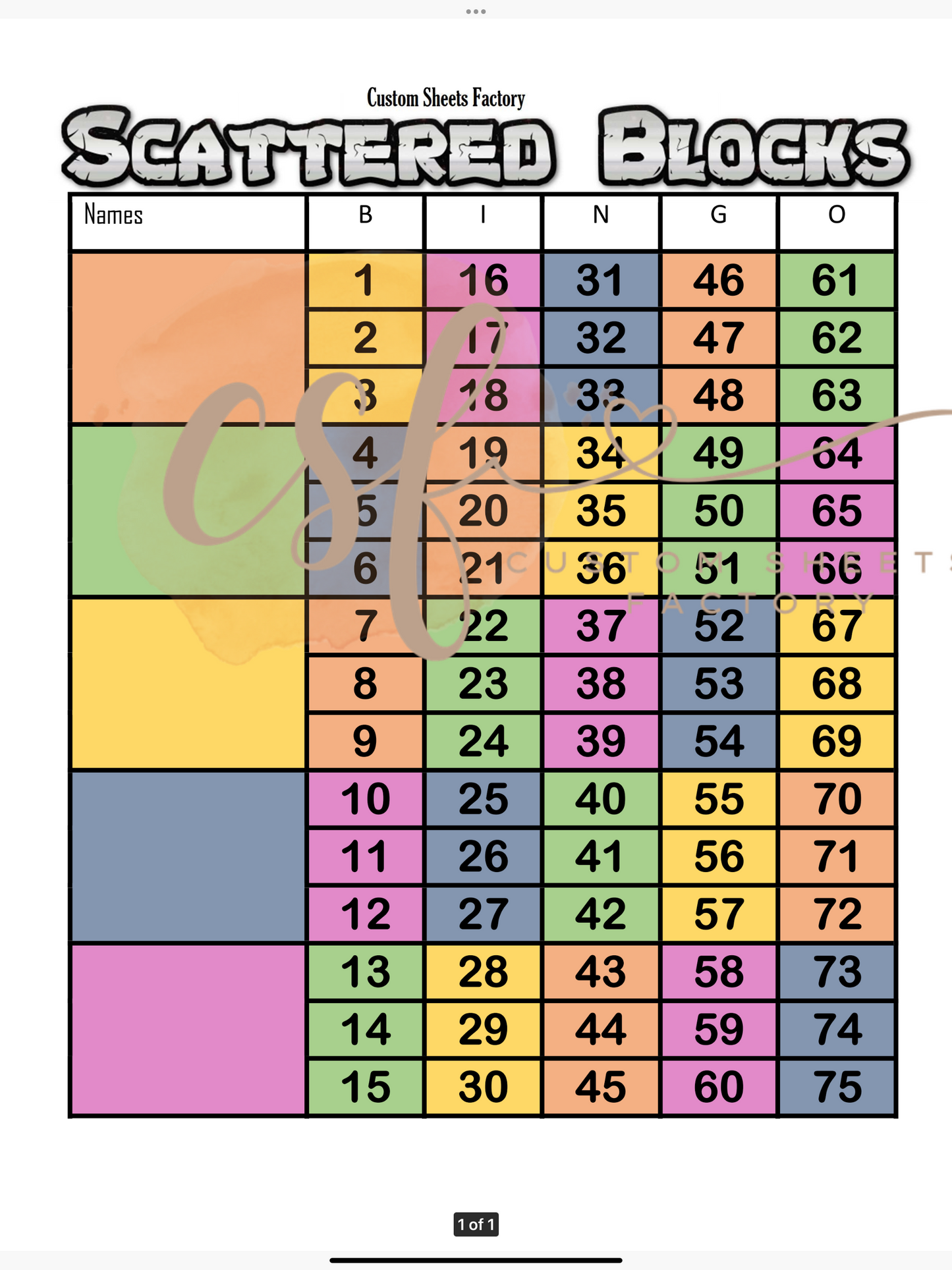 Scatter Block - 5 blocks - 75 ball