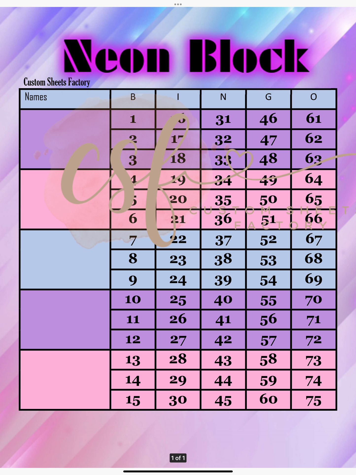 Neon Block - 5 blocks - 75 ball