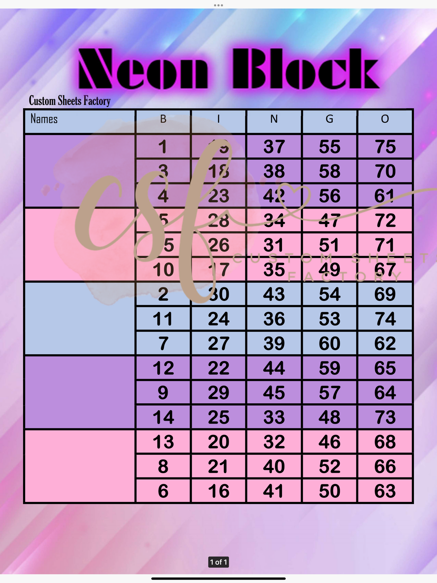 Neon Block - 5 blocks - 75 ball