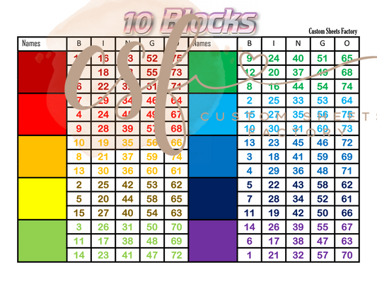 Mixed Colours - 10 blocks - 75x 2 - MIXED