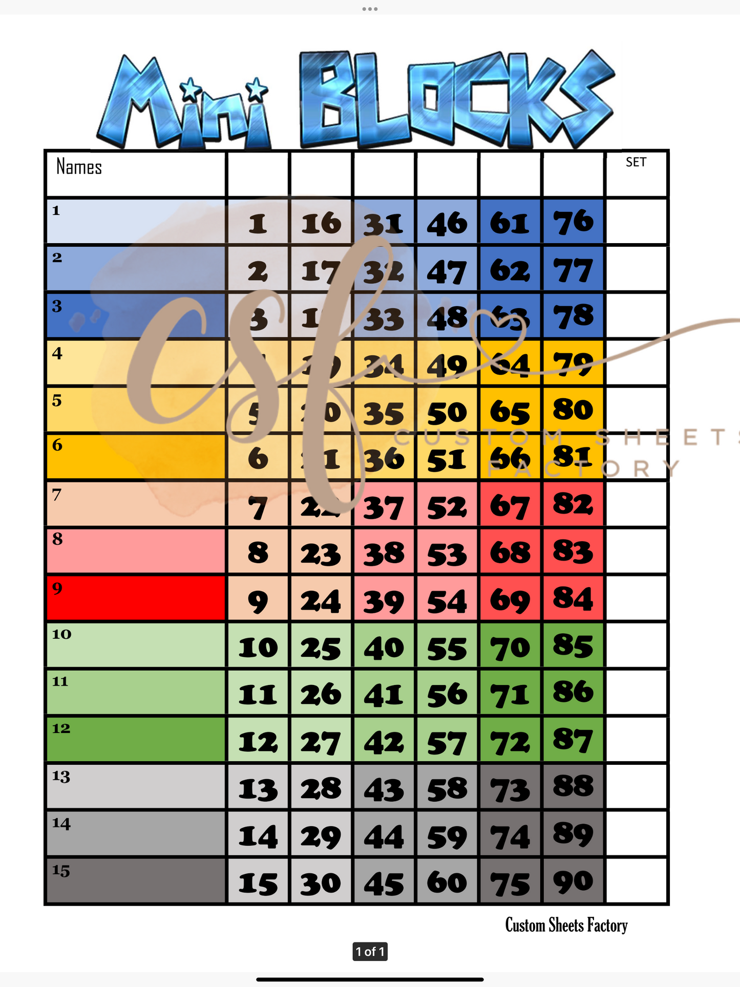 Mini Blocks - 15 blocks - 90 ball