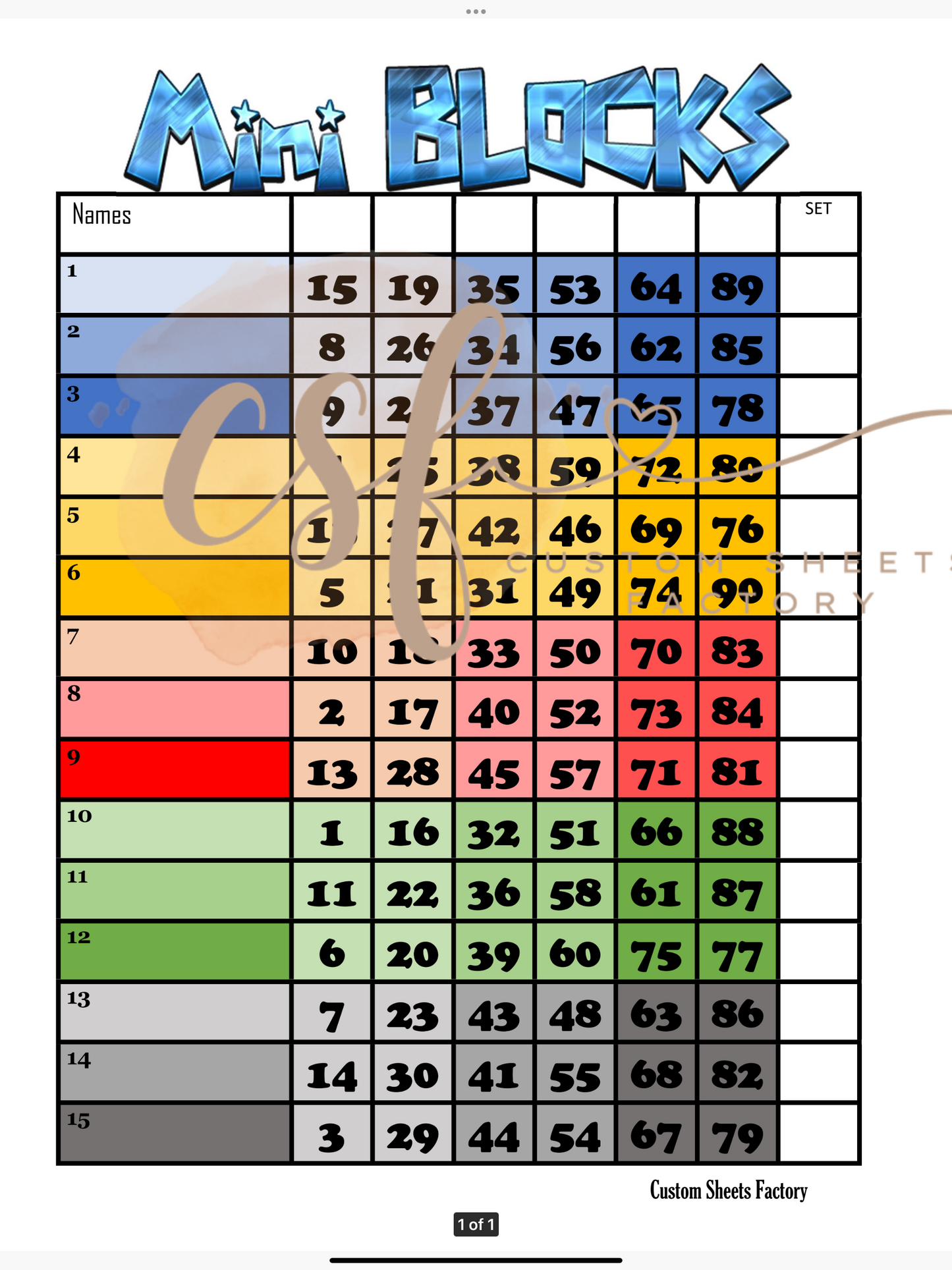 Mini Blocks - 15 blocks - 90 ball