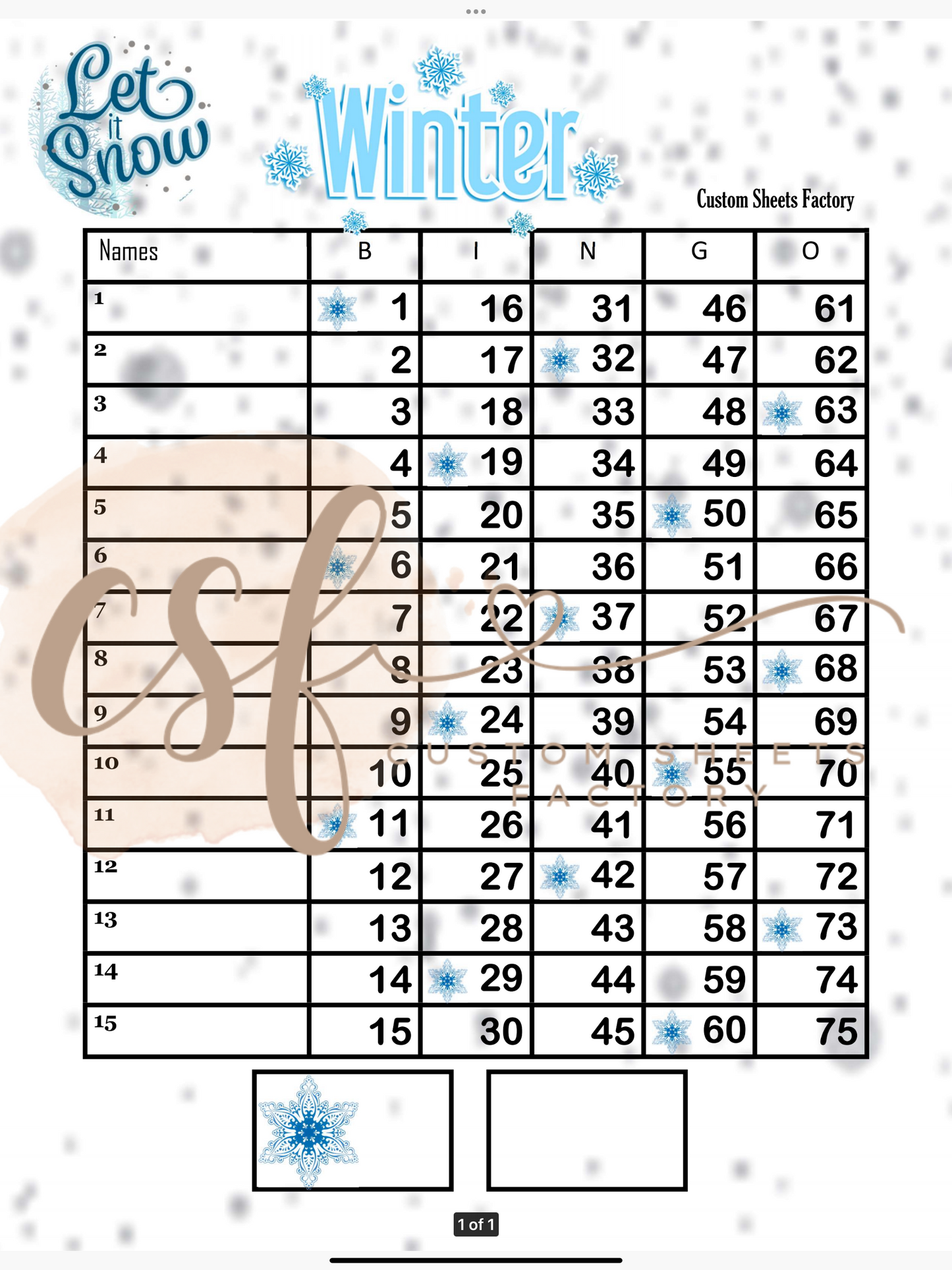 Winter - 15 line - 75 ball