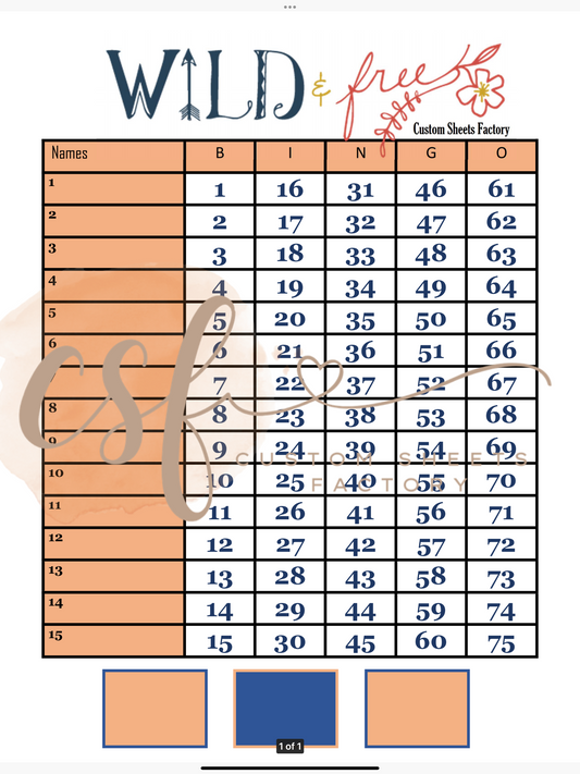 Wild and Free - 15 line - 75 ball