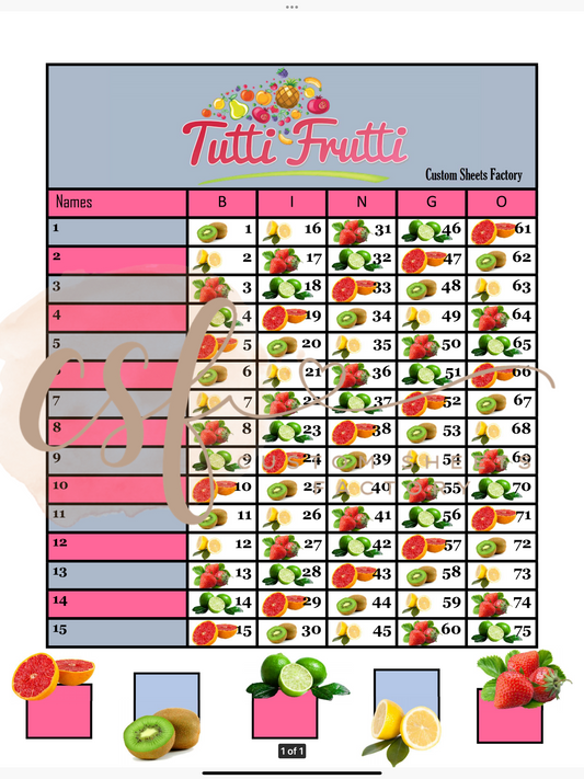 Tutti Fruity - 15 line - 75 ball