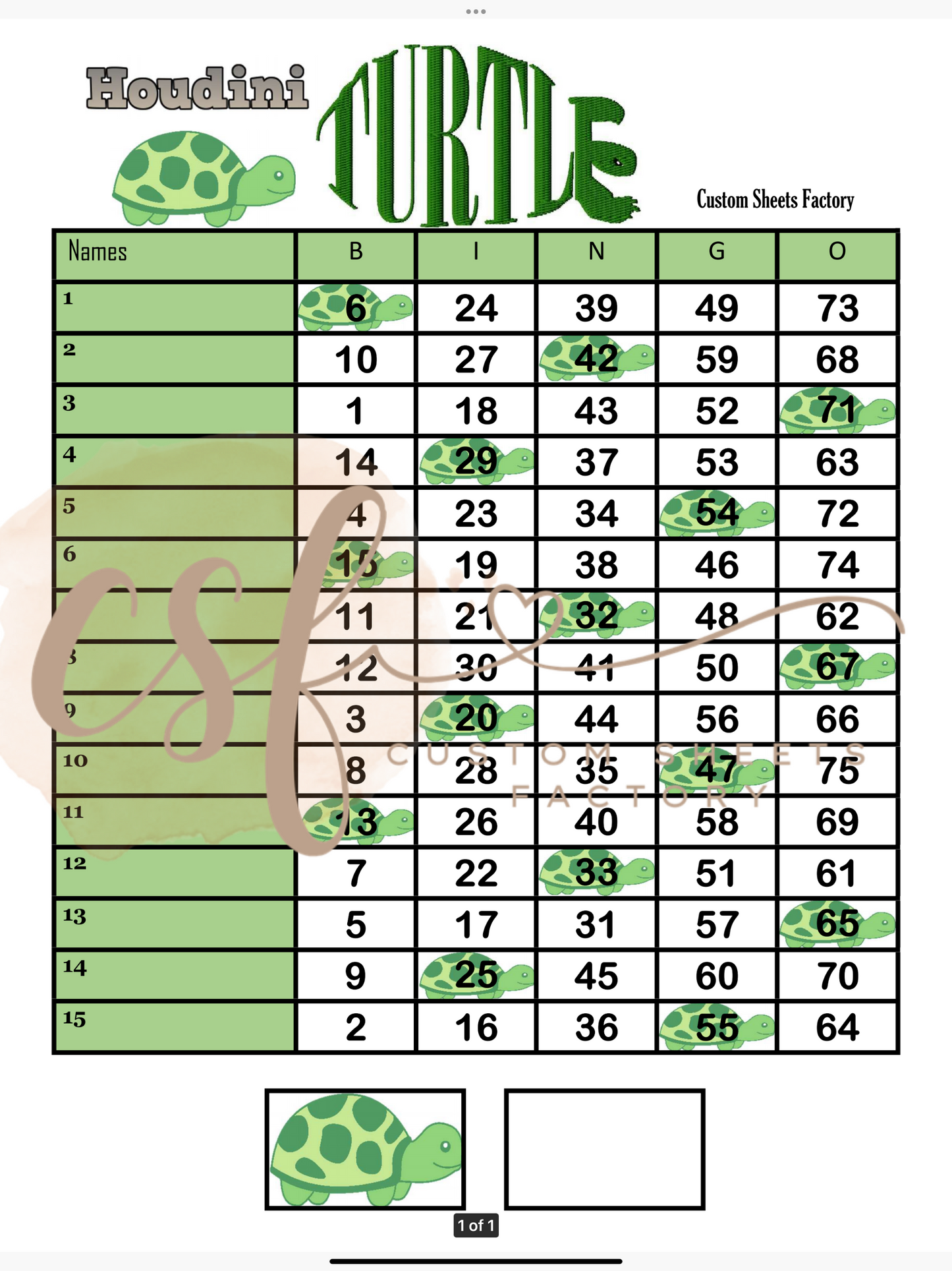 Turtle - 15 line - 75 ball