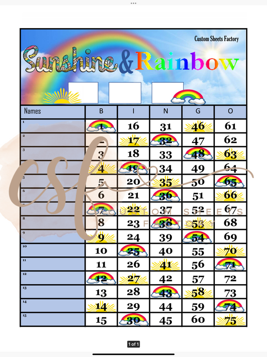 Sunshines and Rainbow - 15 line - 75 ball