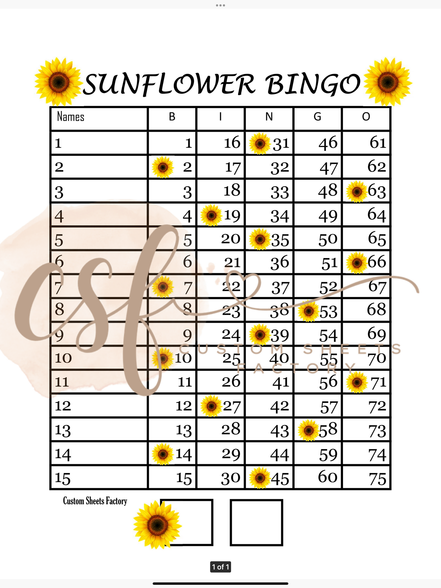 Sunflower - 15 line - 75 ball