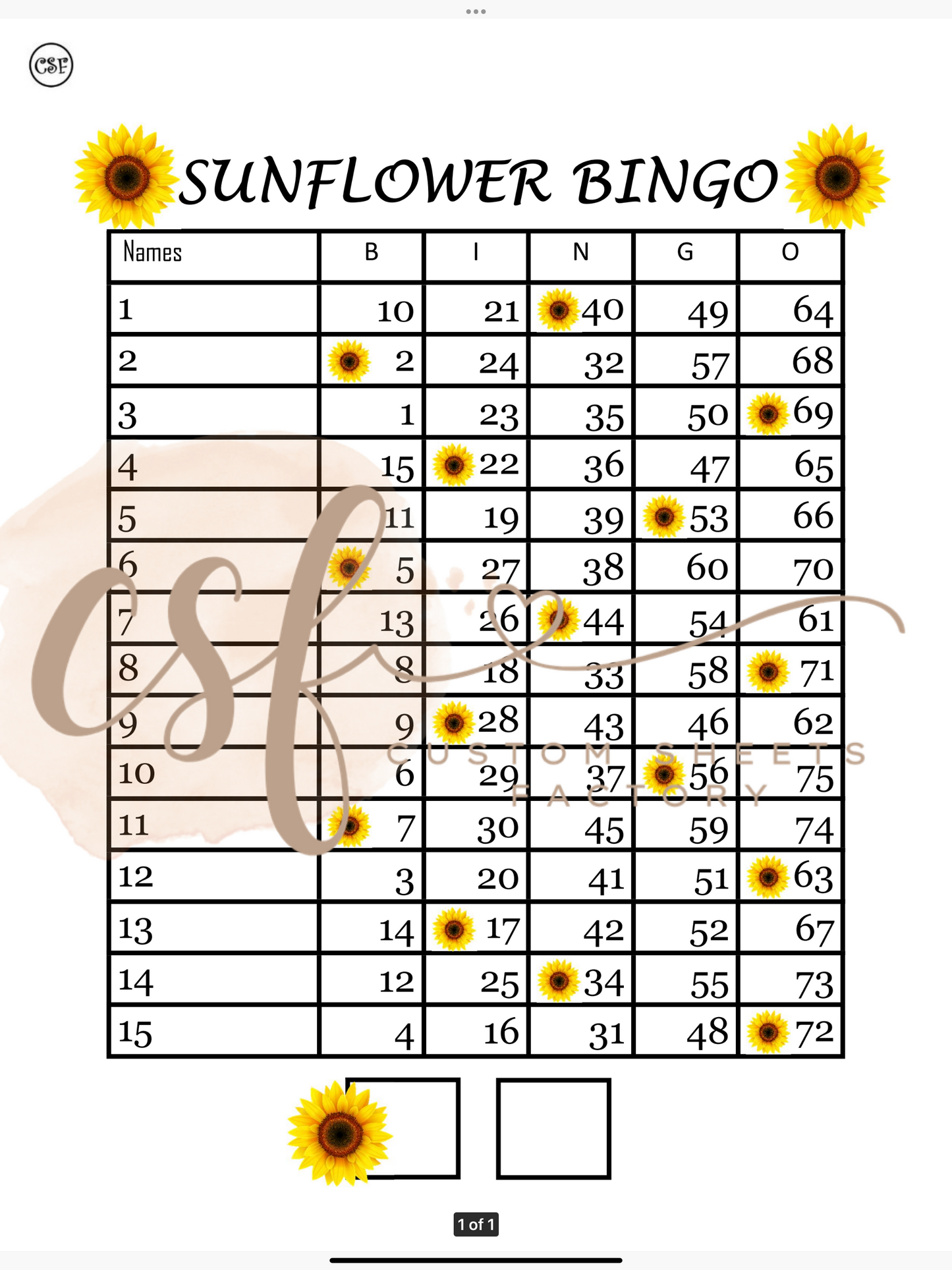 Sunflower - 15 line - 75 ball