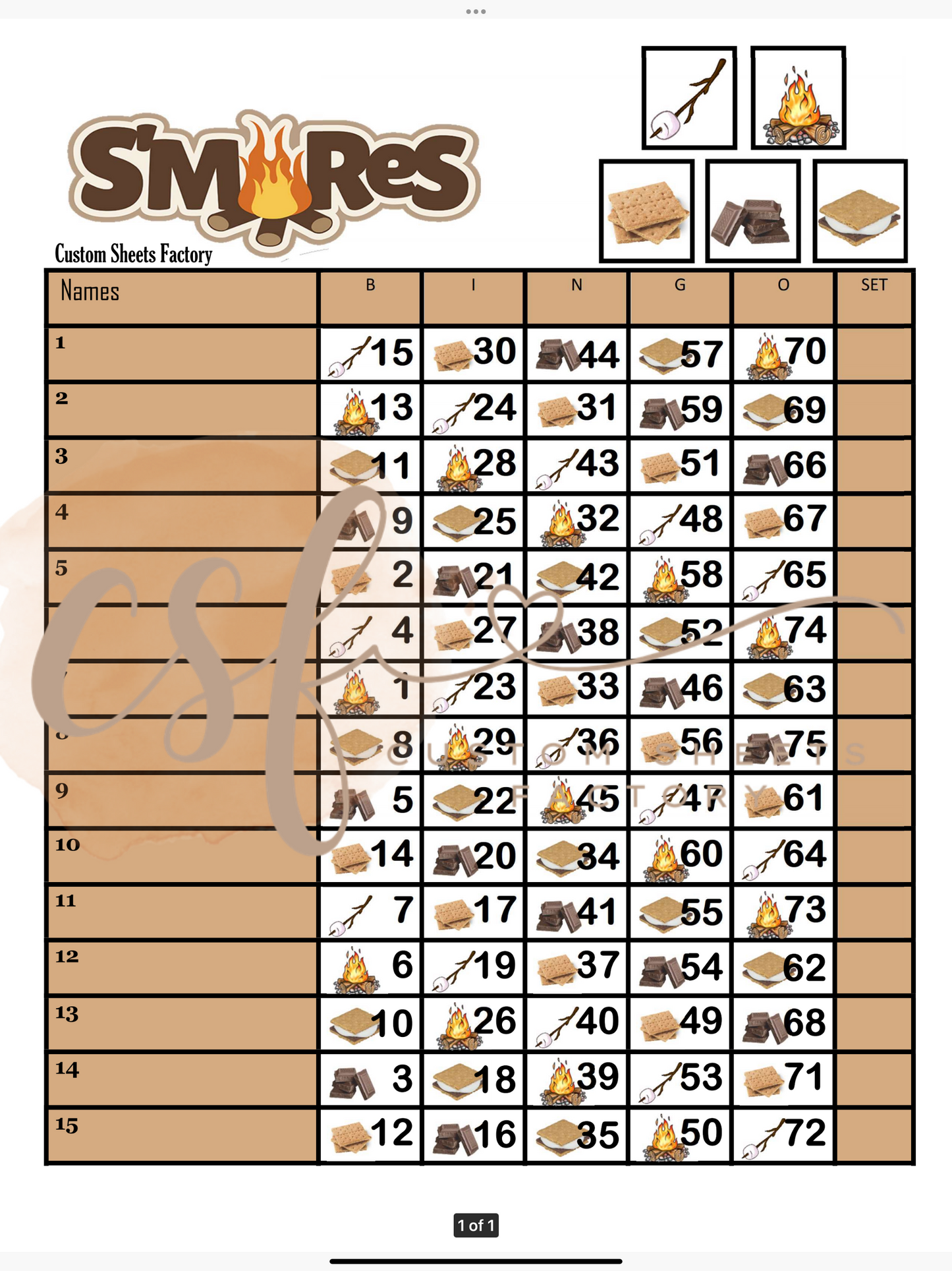 Smores - 15 line - 75 ball