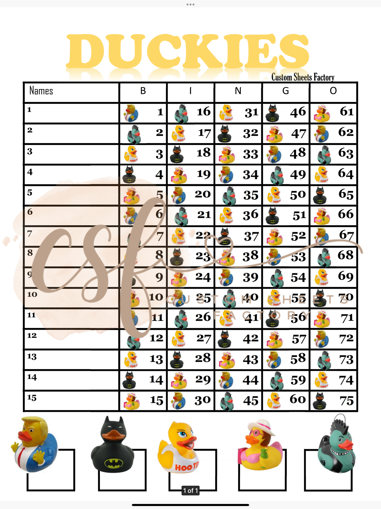 Rubber Duck Costumes - 15 line - 75 ball