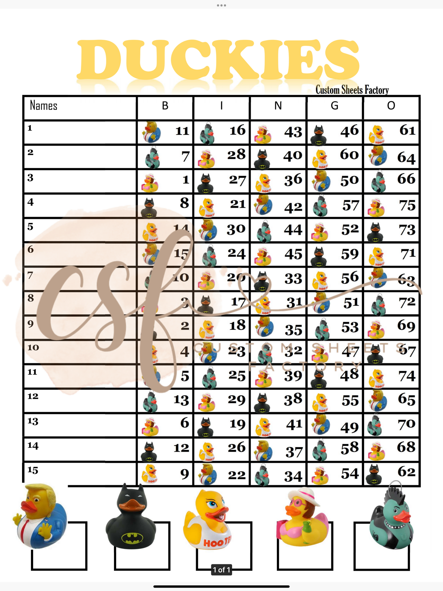 Rubber Duck Costumes - 15 line - 75 ball