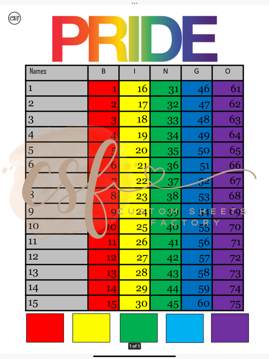 Pride Colour Landing - 15 line - 75 ball