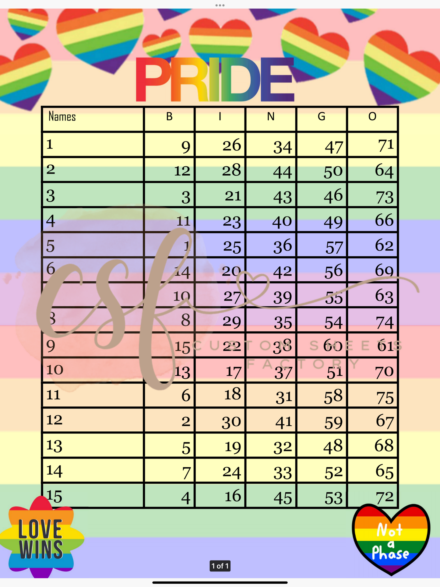 Pride - 15 line - 75 ball